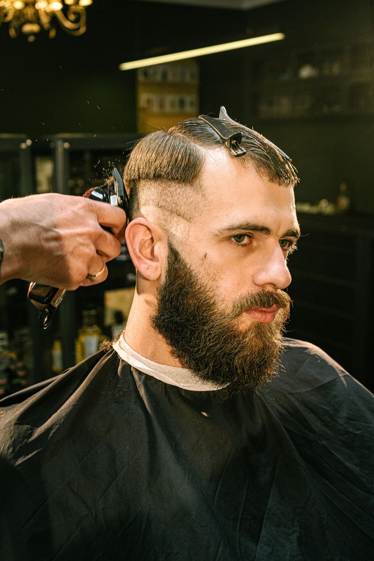 Detailed razor line work on a fade