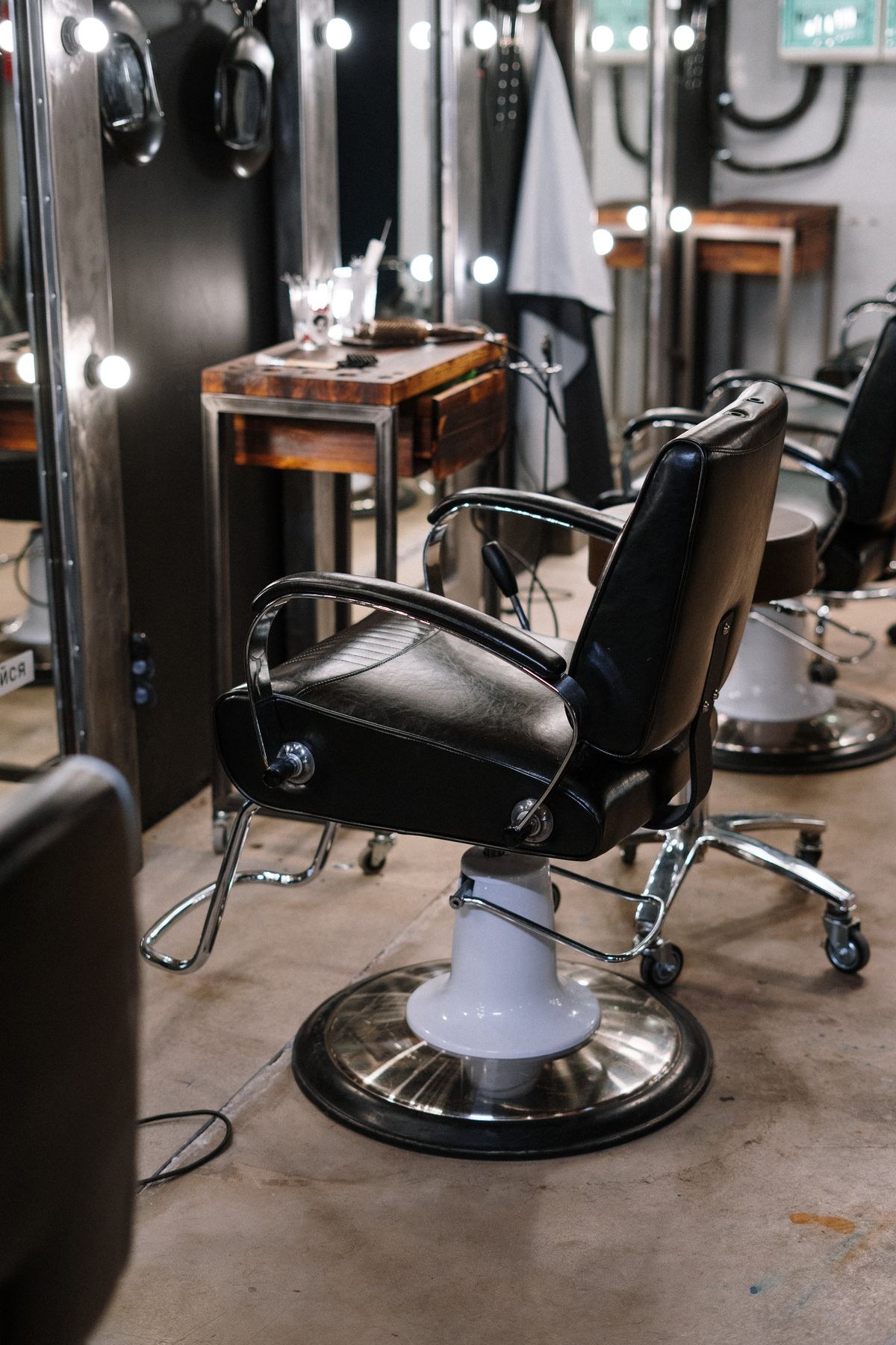 Barber chair in a modern shop interior